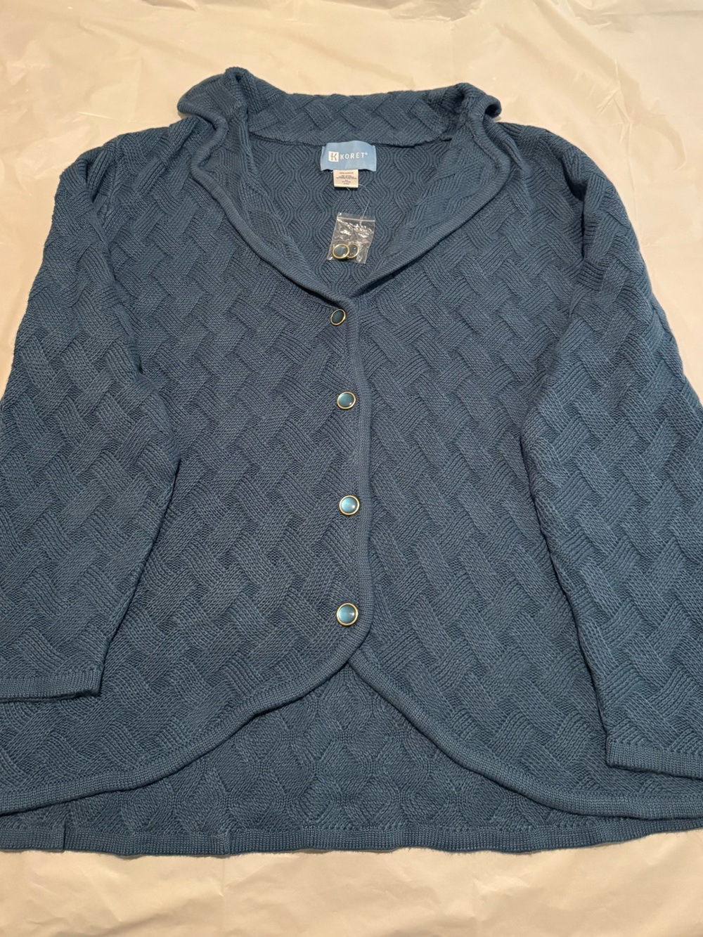 Koret Slate Blue Textured Button-Front Cardigan
